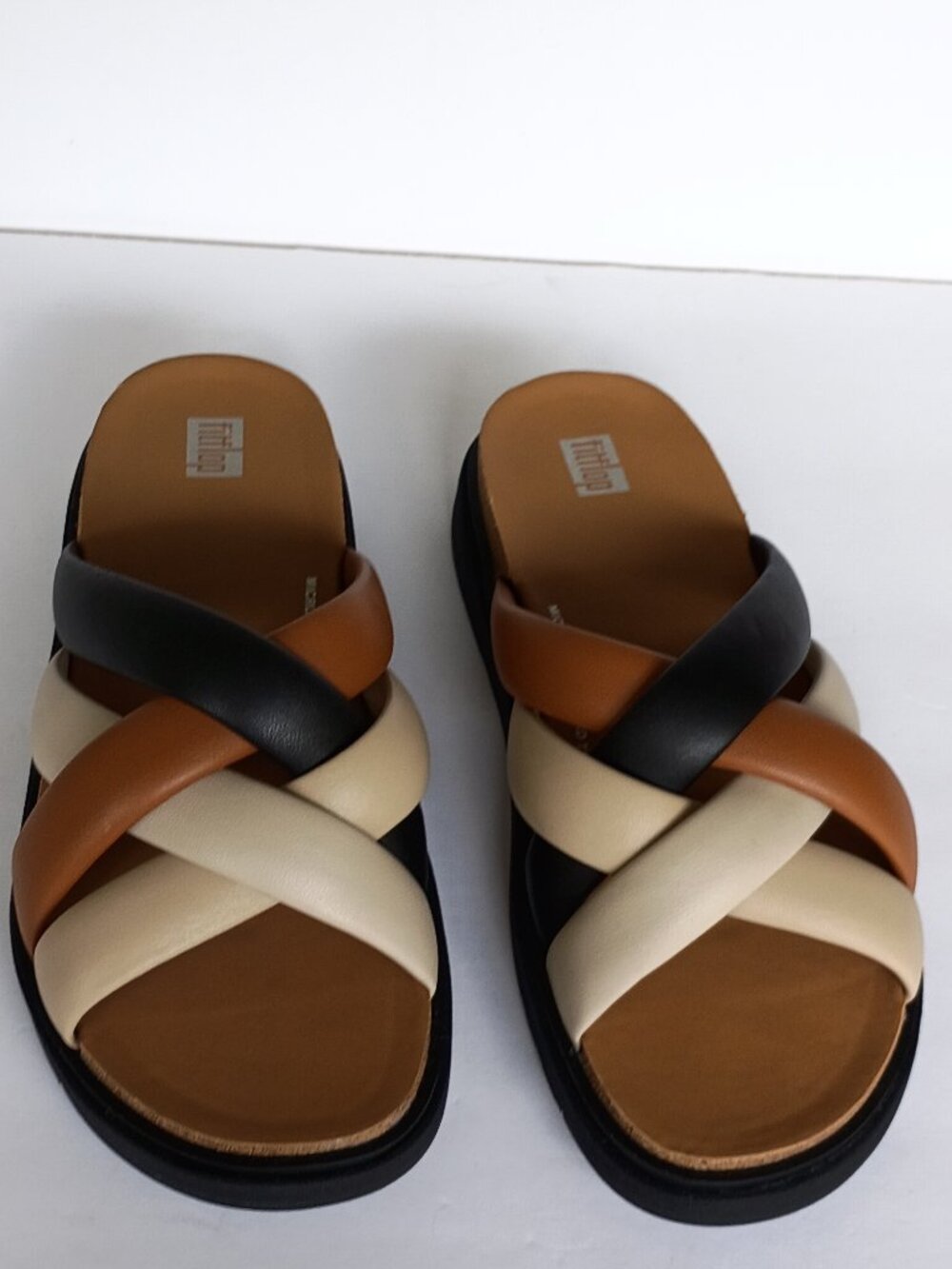 FITFLOP GEN FF PADDED STRAP LEATHER SLIDES SIZE 7 EXCELLENT